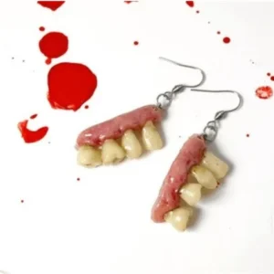 human dentures gothic earrings pendant