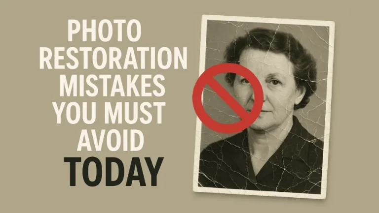 Old photo partially restored with visible editing mistakes and corrections