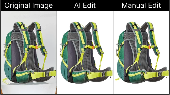 AI vs manual clipping path comparison showing edge accuracy differences in product images