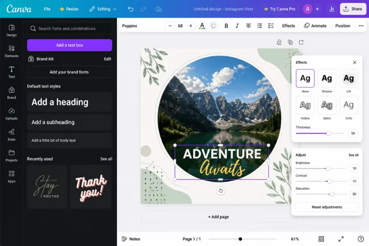 customize masked image in canva text overlay filters effects