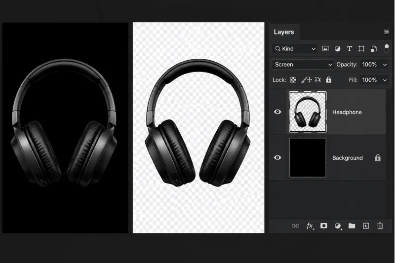 Remove black background in Photoshop using Screen blend mode