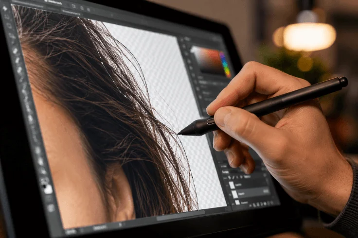 Hair masking stylus by professional editor