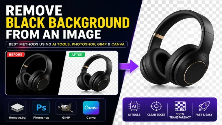 Remove black background from image using Photoshop AI tools and Canva