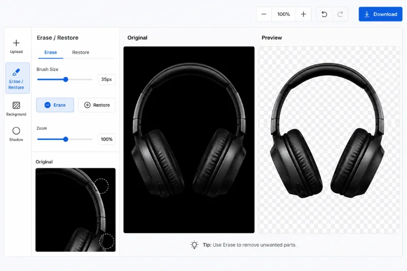 Refine the edge using Remove.bg AI tool