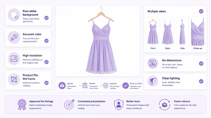 Marketplace compliant fashion product photos