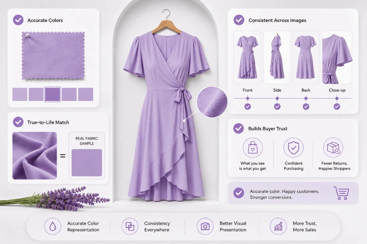 Accurate color correction for clothing product photos