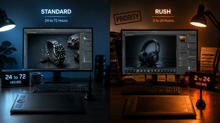 standard vs rush photo retouching delivery options