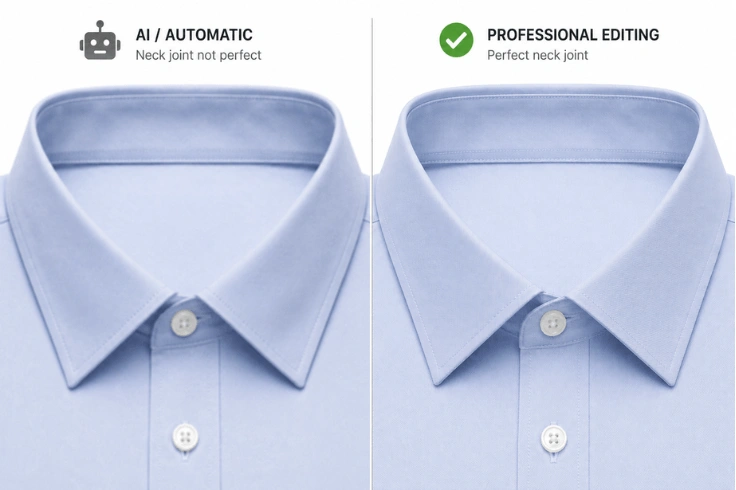 AI editing versus professional ghost mannequin editing comparison