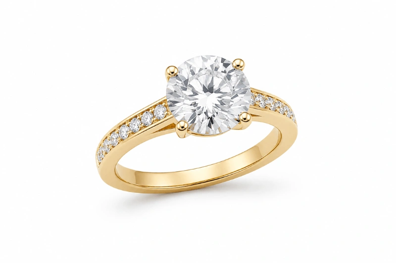 Luxury jewelry ring photographed on a pure white background