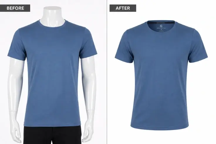 Clothing photo edited to remove a plastic mannequin