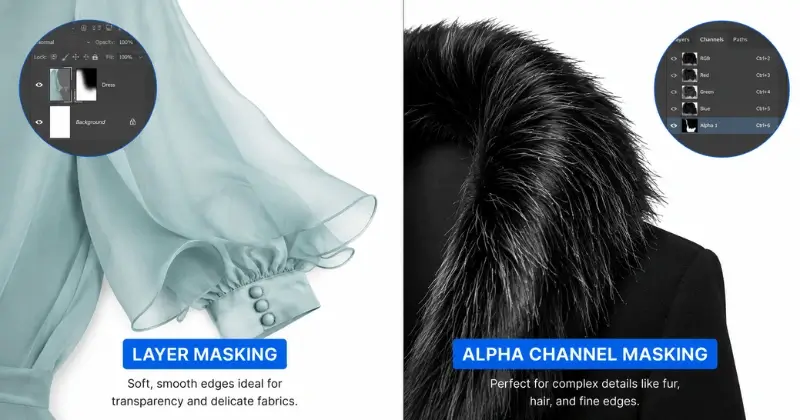 Layer masking and alpha channel masking comparison