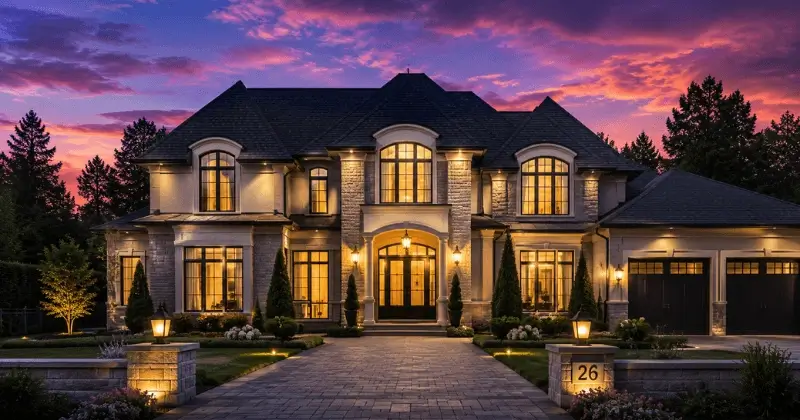 virtual twilight editing real estate exterior daytime to evening transformation