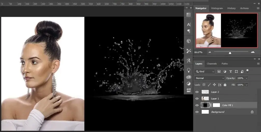 click and drag images to the new photoshop document